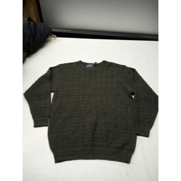 Peconic Bay Sweater Mens Large Gray Knit Heavy Long Sleeve Cotton Made In Usa - Picture 1 of 5